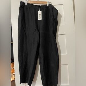 Eileen Fisher Tencel and Organic Linen Pants Black Size L NWT